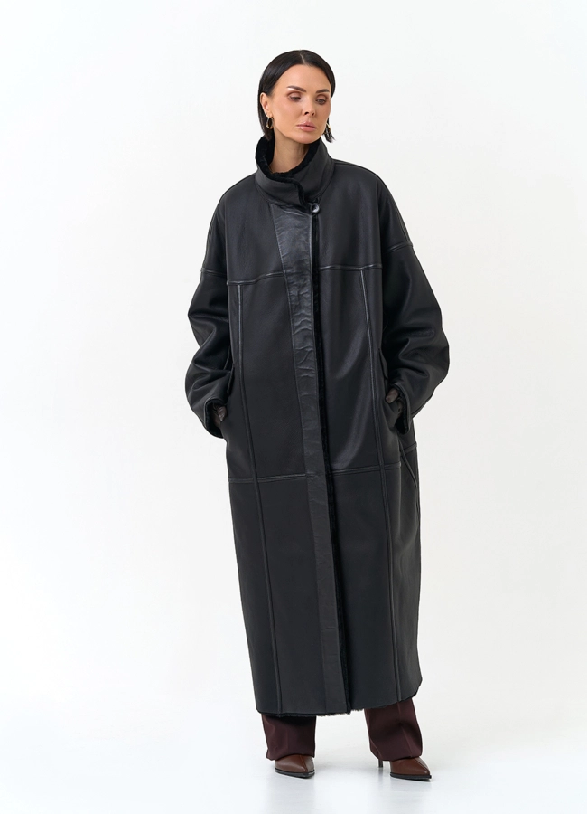 Женская двухсторонняя дубленка оверсайз модель № 34197 универмаг малина фото