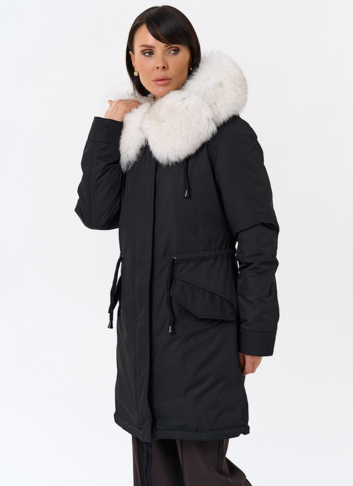 Женская парка с капюшоном из меха песца