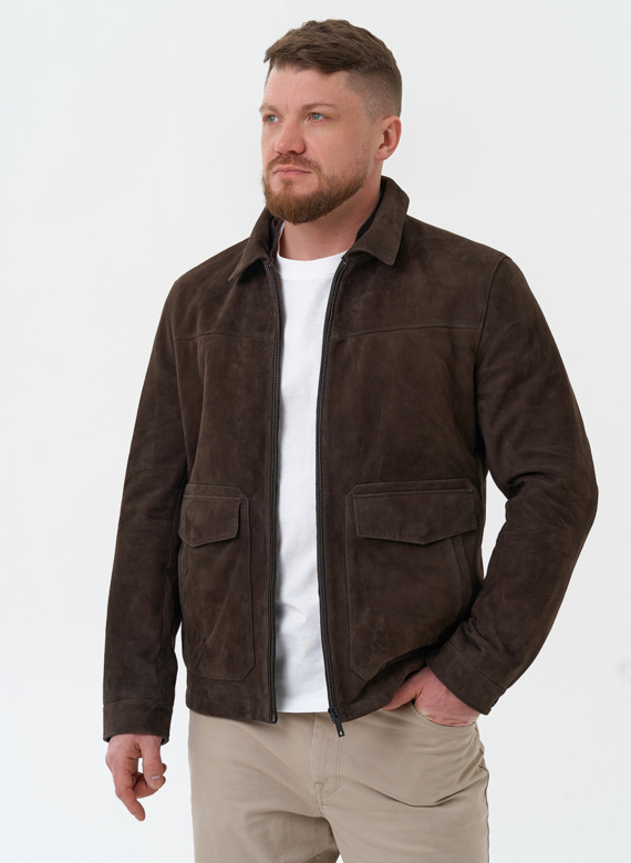 Мужская куртка из натуральной замши коричневого цвета