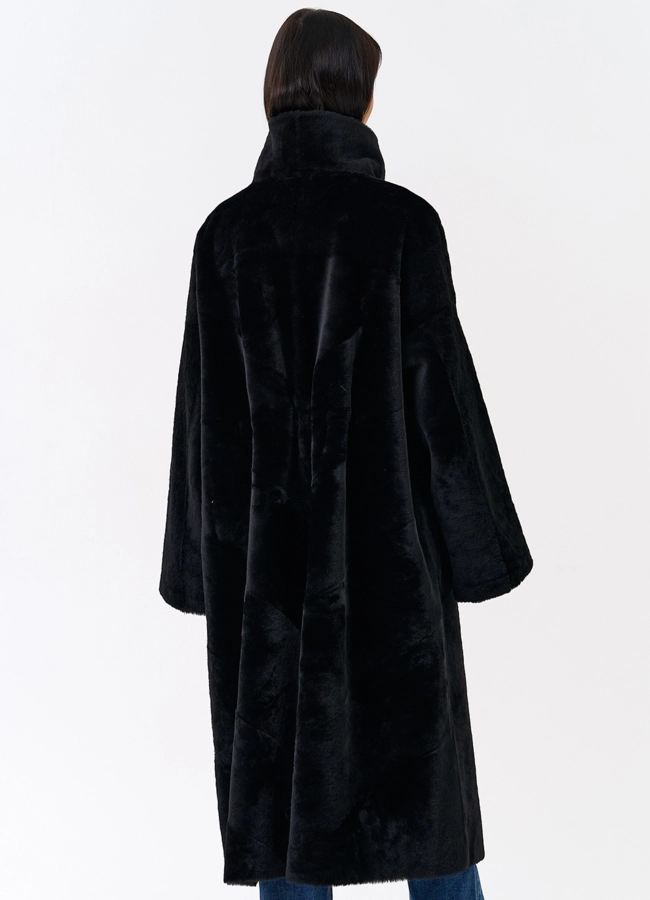 фото Женская натуральная дубленка черного цвета модель № 31915