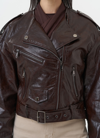 Куртка косуха из эко кожи коричневого цвета