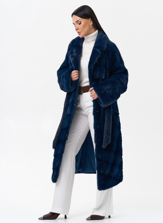 Длинная шуба с английским воротником