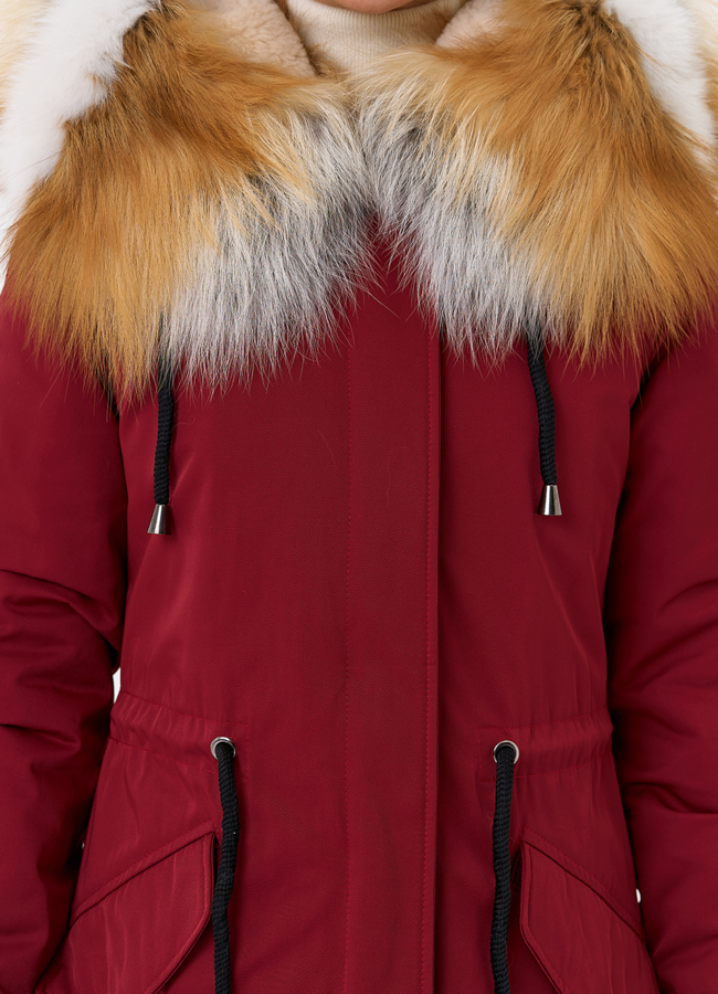 Женская парка с капюшоном из меха рыжей лисы модель № 31991 универмаг малина