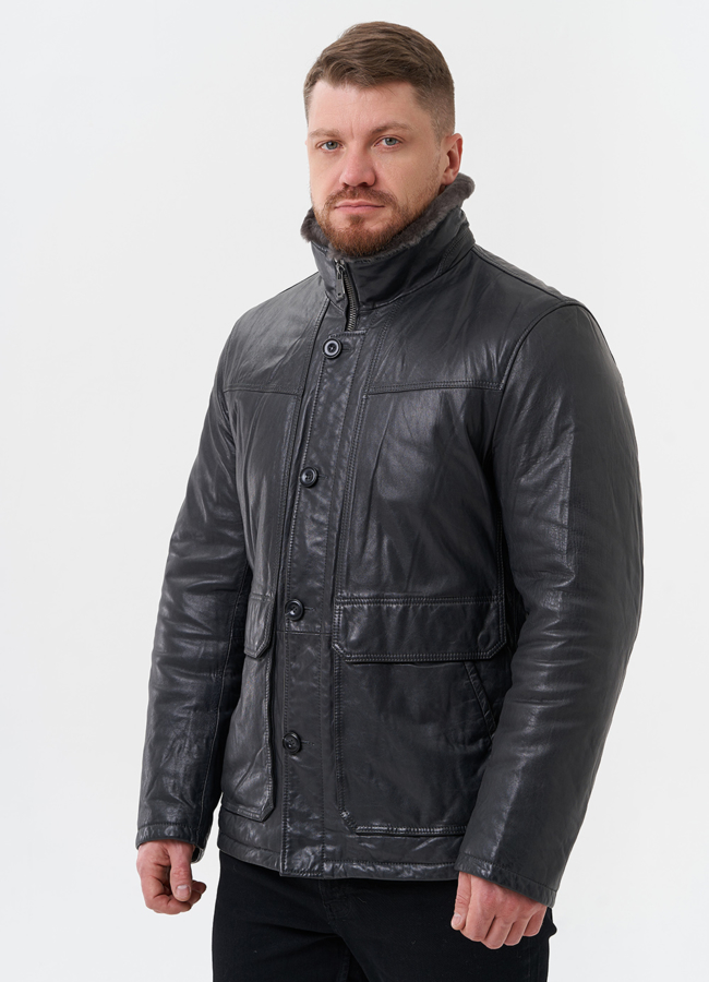 фото Куртка из натуральной кожи с отделкой из мутона модель № 28950