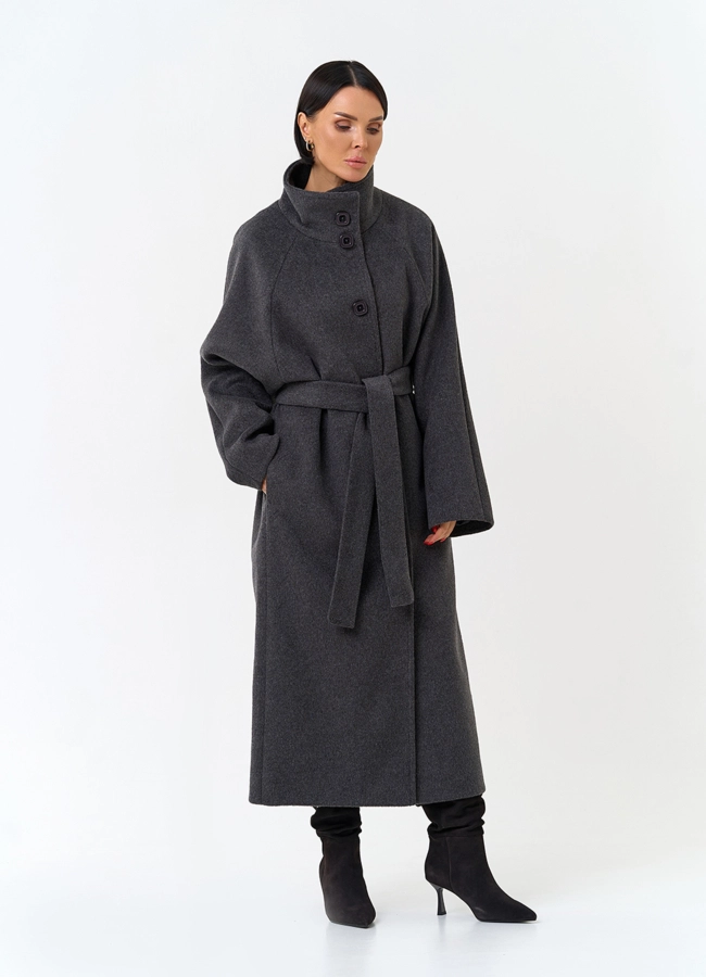 Женское длинное пальто с воротником стойкой модель № 34147 универмаг малина фото