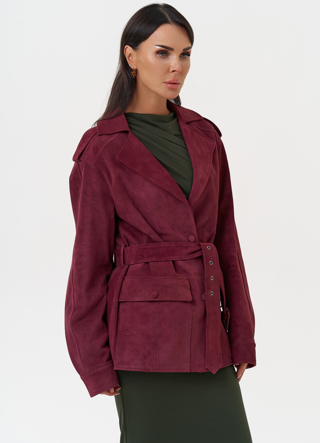 Жакет из натуральной замши с бахромой модель № 31190 универмаг малина