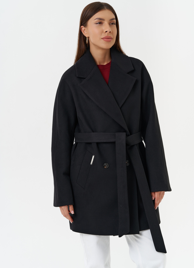 Двубортное пальто с английским воротником модель № 28090 в кредит