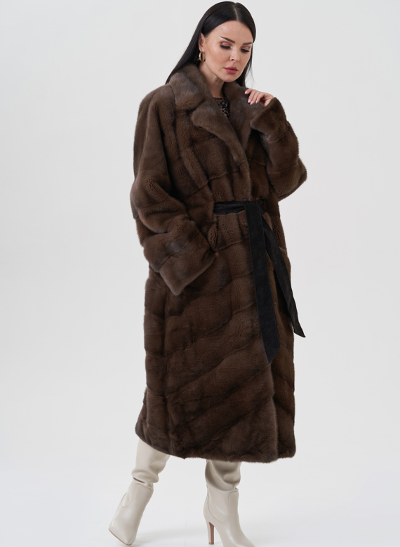 Норковая шуба с английским воротником 