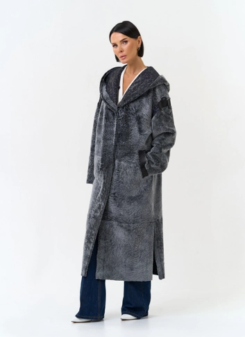 Женская двухсторонняя дубленка из натурального меха фото