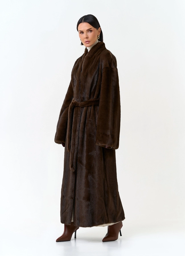 Длинная шуба из эко меха модель № 33975 в рассрочку фото