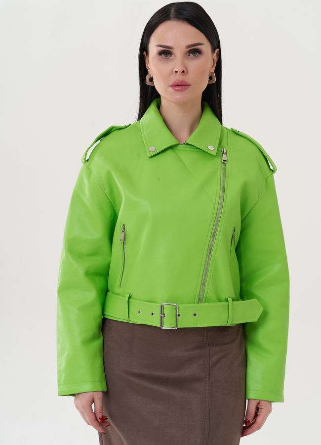 Куртка из эко кожи с английским воротником модель № 26798 в рассрочку