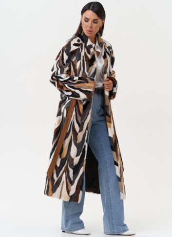 Шуба из норки в стиле пэчворк