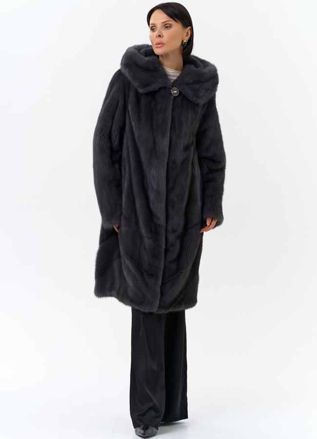 Женская шуба в сером цвете модель № 24809 универмаг малина