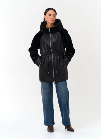 Женская дубленка из эко замши