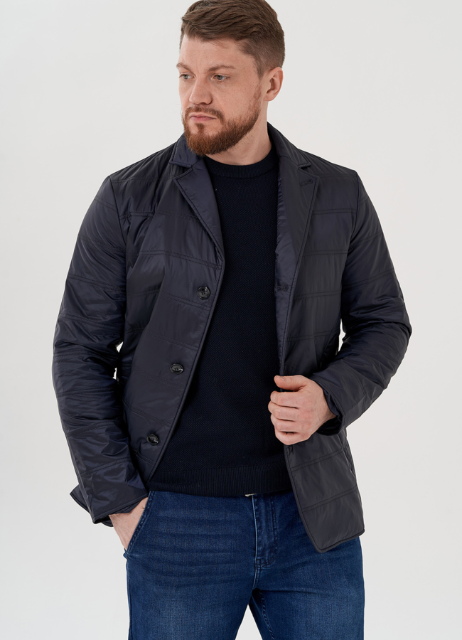 Мужская куртка синего цвета  модель № 24356 в рассрочку