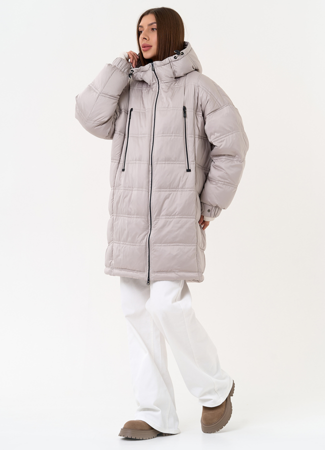 Женский светлый пуховик с капюшоном модель № 31585 в рассрочку