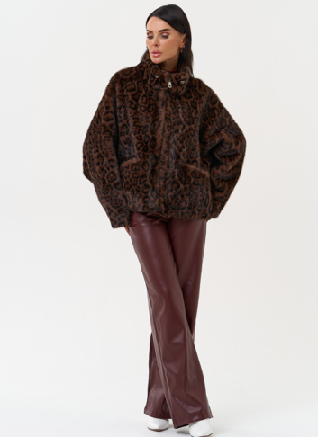 Женская куртка из эко меха с воротником 