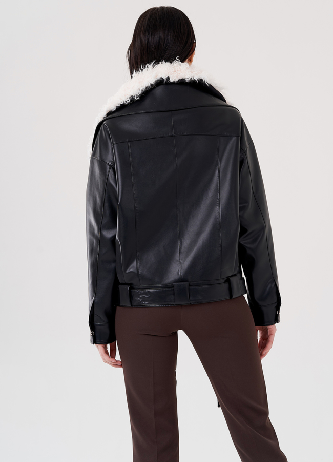 Куртка косуха на утеплении с отделкой натуральный козлик модель № 3022 в рассрочку