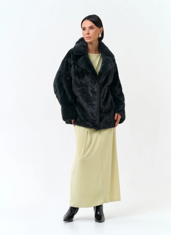 Женская шуба из меха норки с английским воротником фото