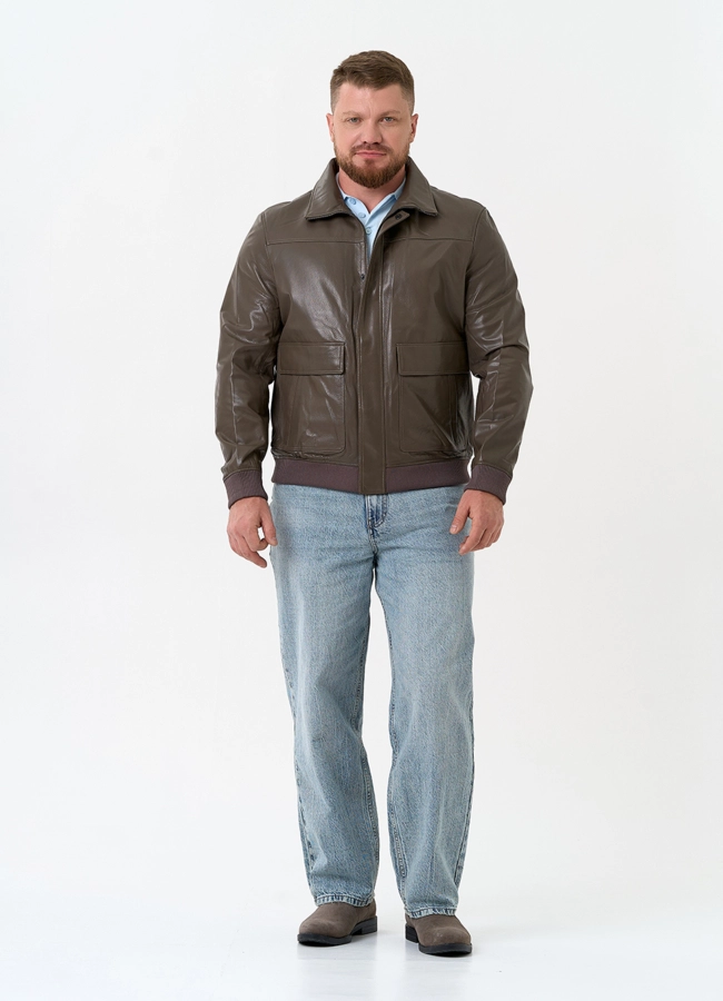 Мужская куртка бомбер из натуральной кожи модель № 32743 в кредит
